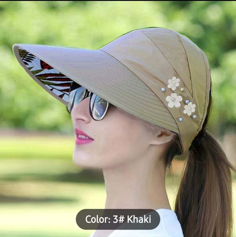 Wide Brim Floral Visor NWT